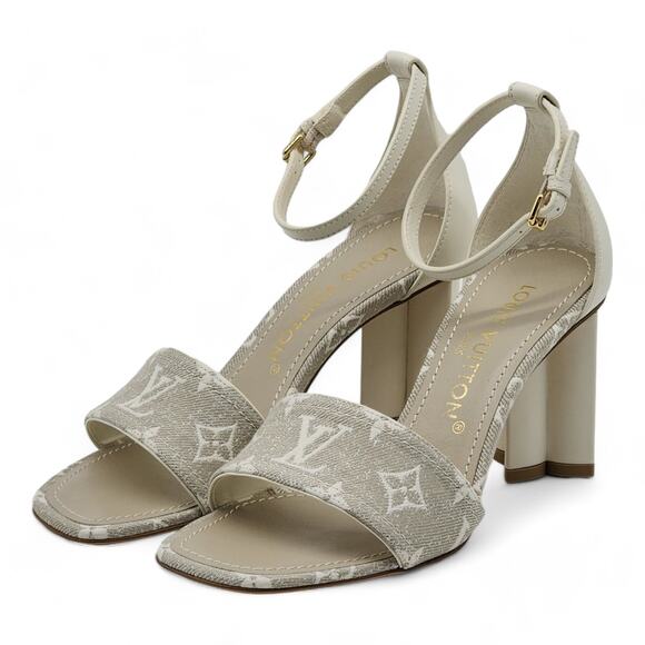 Louis Vuitton Monogram Denim Silhouette Sandals in Ivory (36.5) - Picture 2 of 8